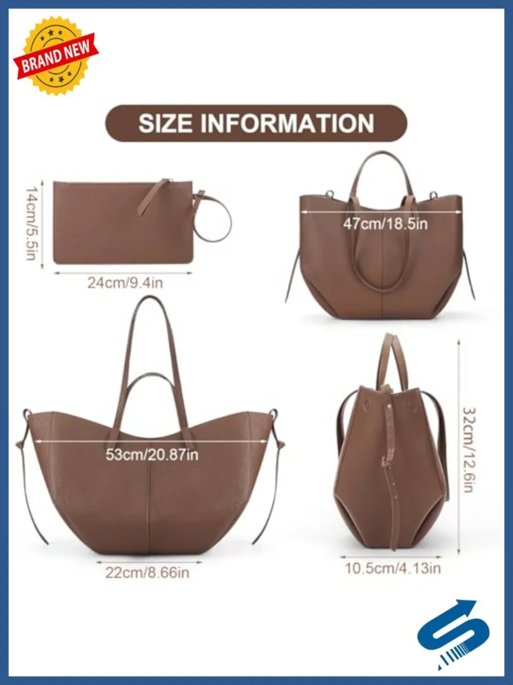 Faux Leather Tote Bag with Magnetic Closure Work Shoulder Bag Large Capacity